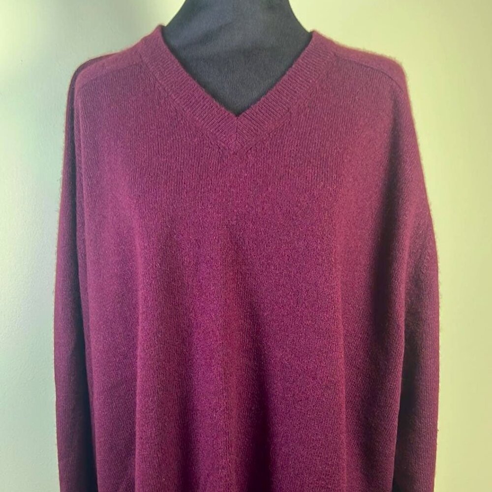 Woods & Gray Sweater Men's XXL 100% Cashmere V-Neck Burgundy Pullover Eclectic